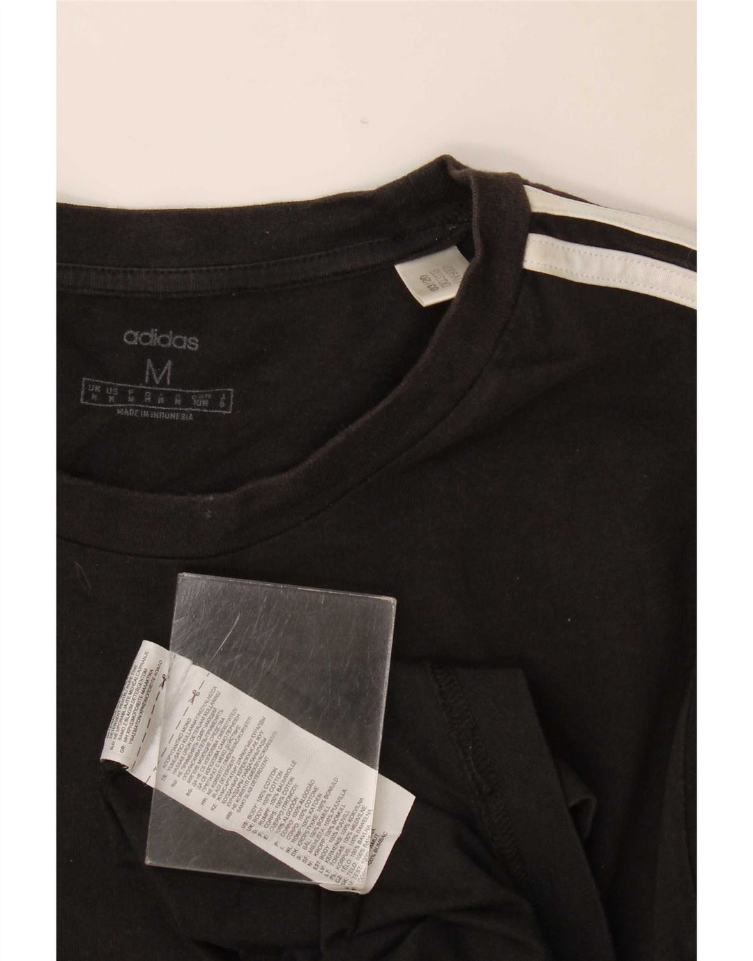 Adidas Mens Camiseta Top Médio Algodão Preto