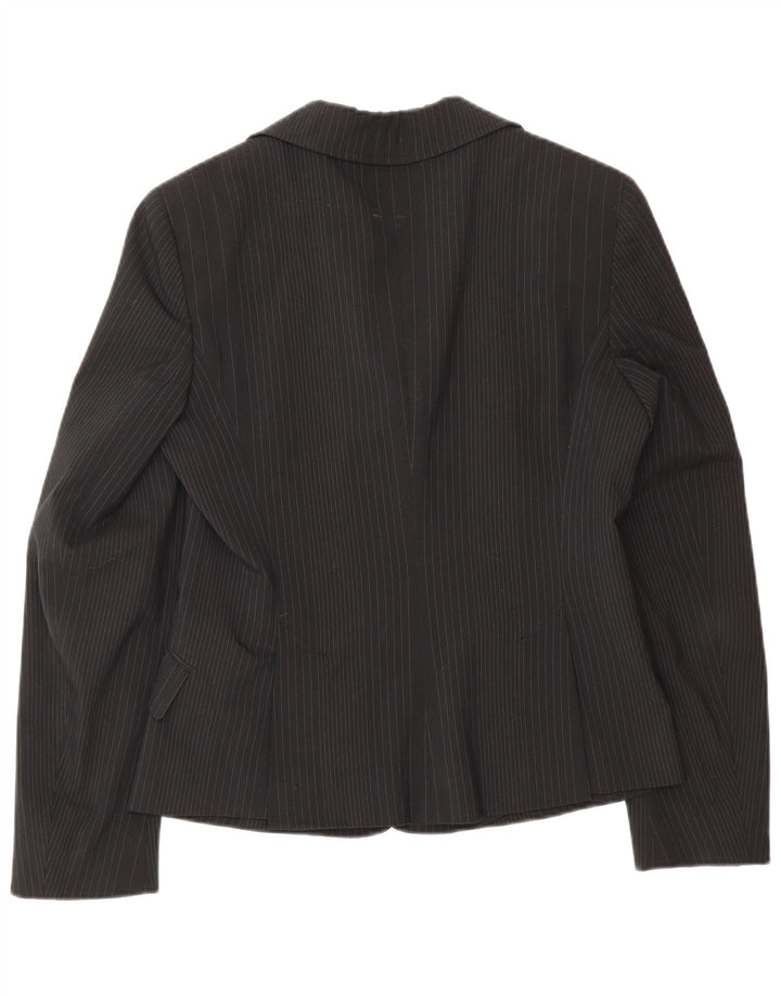 Jaqueta blazer feminina com 3 botões da Max & Co. Reino Unido 10 pequena listrada preta de poliéster