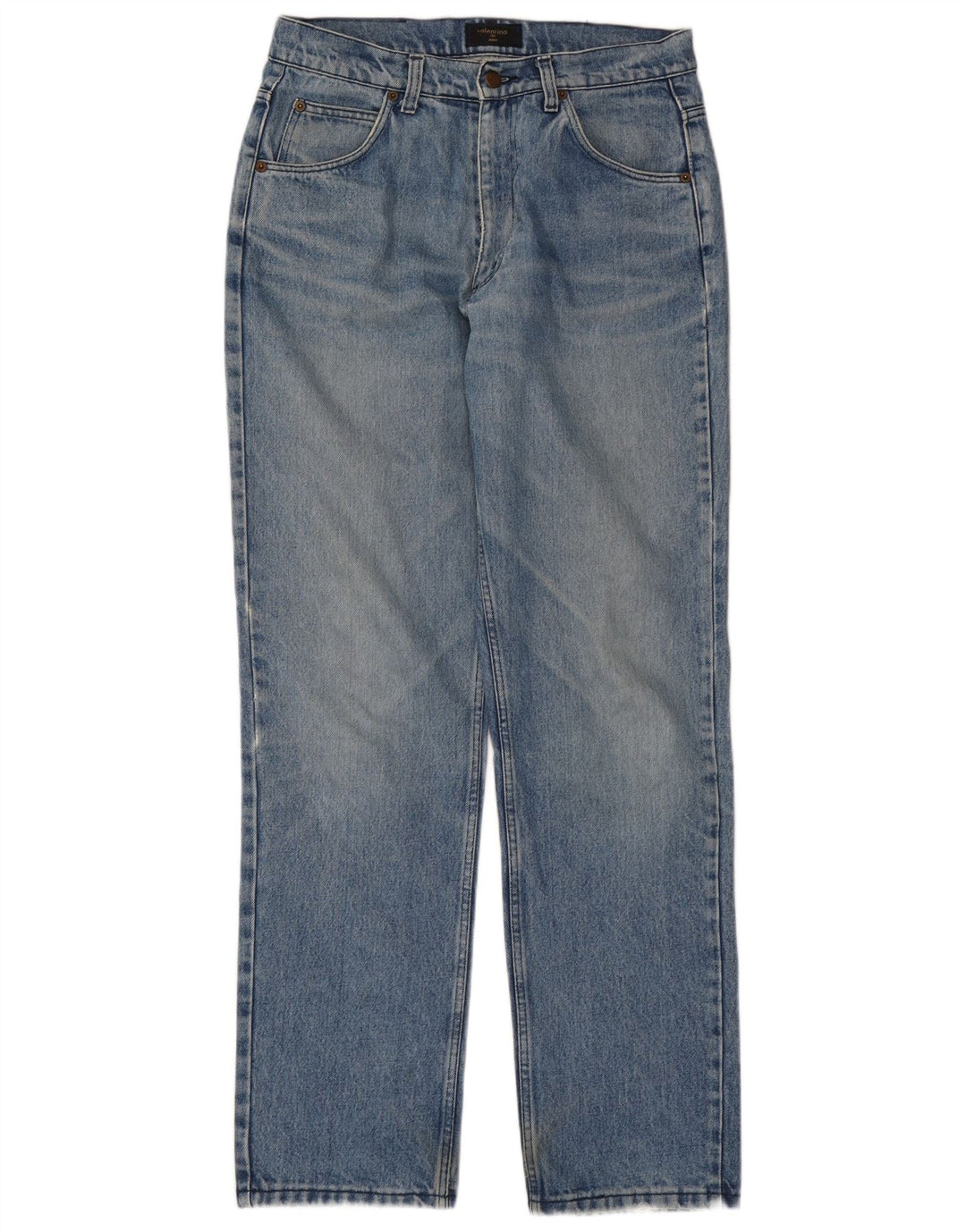 Valentino Mens Straight Jeans W33 L33 Azul Algodão