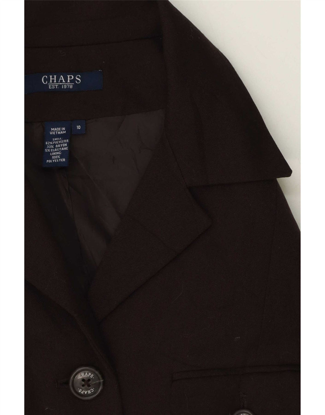 Jaqueta Blazer Feminina Chaps com 5 Botões EUA 10 Grande Poliéster Marrom