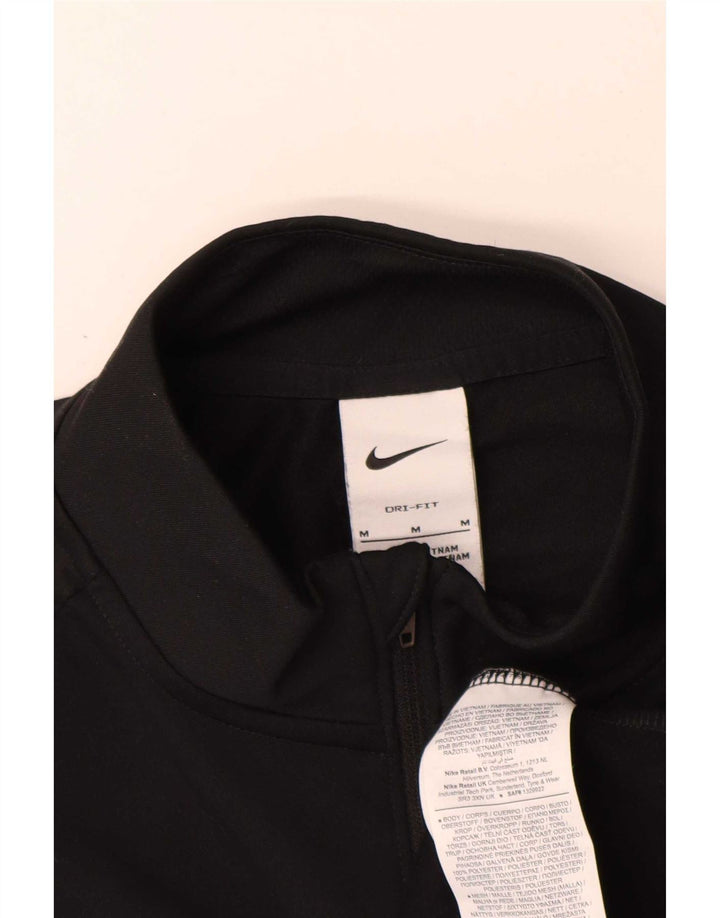 Nike Mens Dri Fit Zip Neck Pullover Treino Top Médio Preto Poliéster