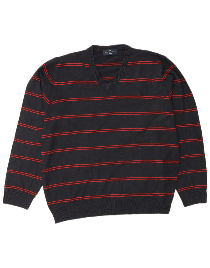 Suéter masculino Marks & Spencer Blue Harbor com decote em V grande azul marinho