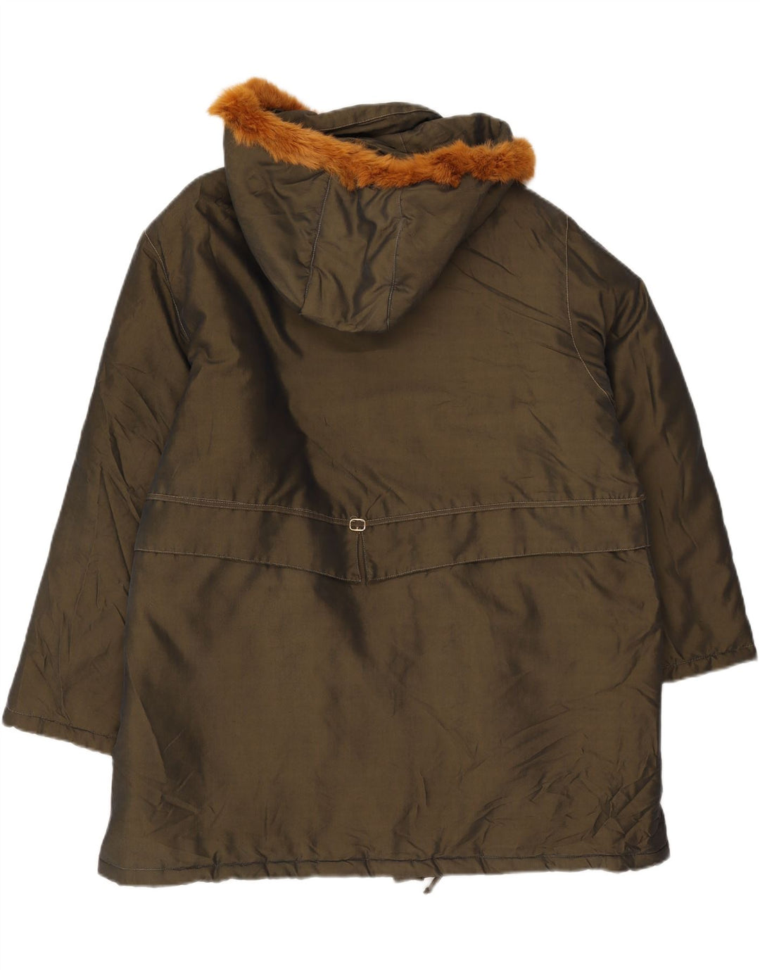 VINTAGE Womens Hooded Padded Coat UK 18 XL Khaki Acetate Vintage Vintage and Second-Hand Vintage from Messina Hembry 