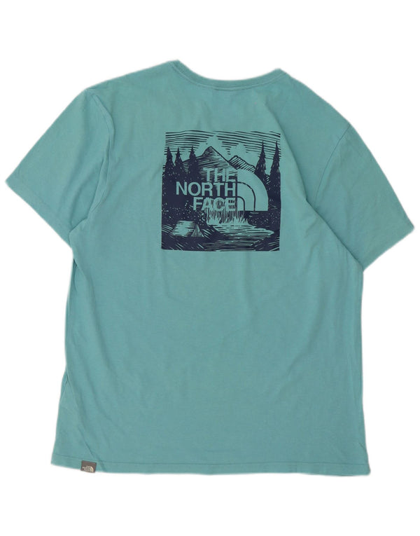 Camiseta gráfica masculina The North Face Top grande de algodão turquesa