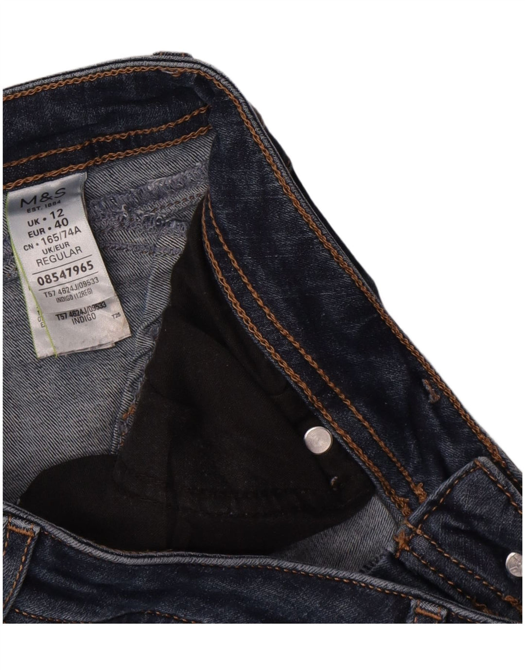 Marks & Spencer Feminino Per Una Slim Jeans UK 12 Médio W32 L30 Azul Marinho