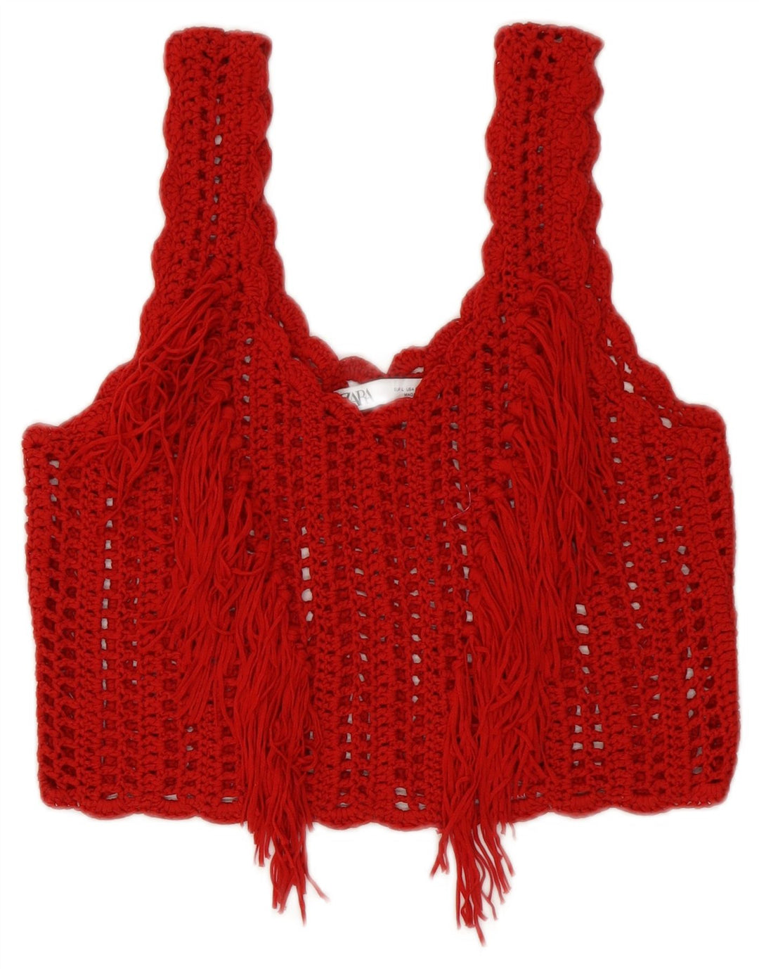 Zara Womens Crochet Crop Top Reino Unido 14 Grande Vermelho
