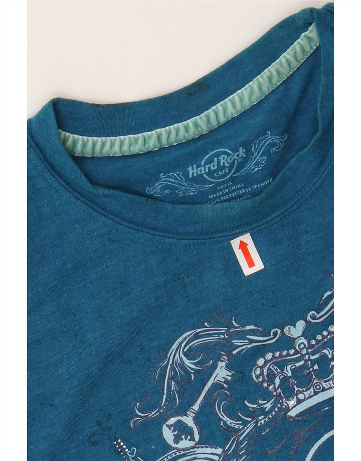 Camiseta feminina HARD ROCK CAFE San Diego com estampa gráfica Reino Unido 8 algodão azul pequeno