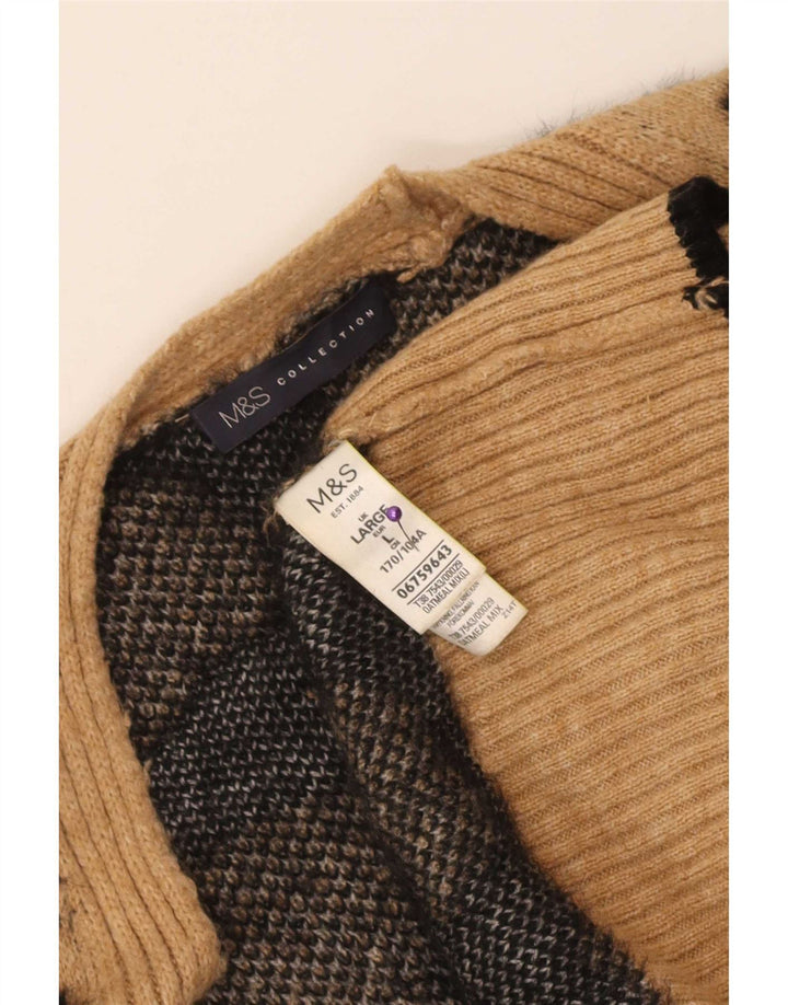 Suéter cardigã feminino grande Marks & Spencer Reino Unido 16 grande bege