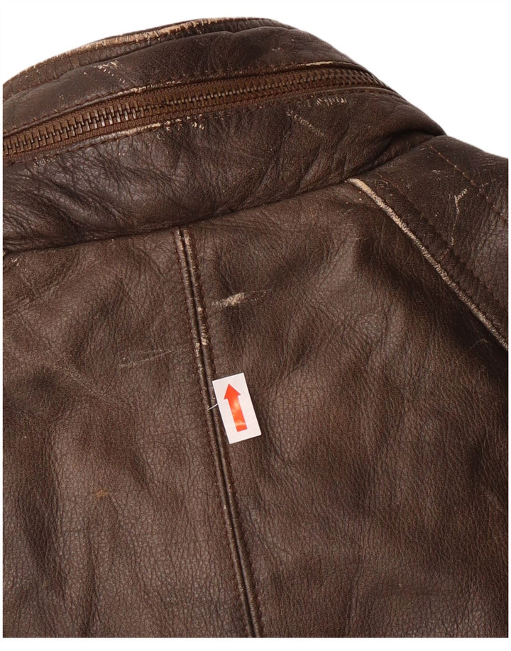 Jaqueta de couro masculina Harajuku Mother UK 40 grande couro marrom