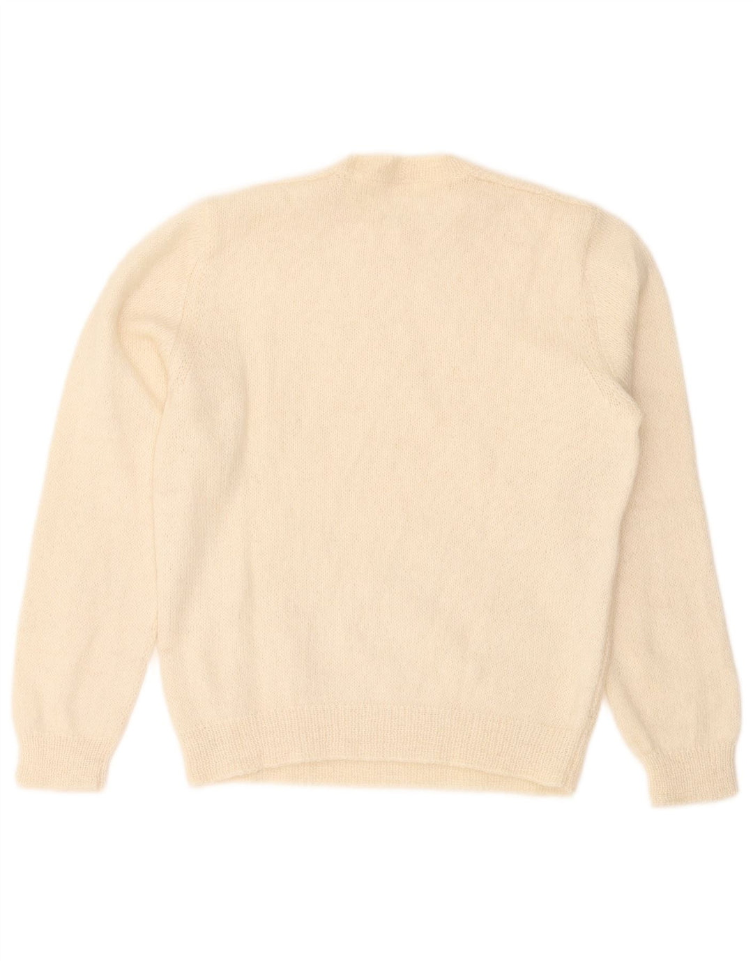 Suéter feminino vintage com gola redonda UK 14 médio off white