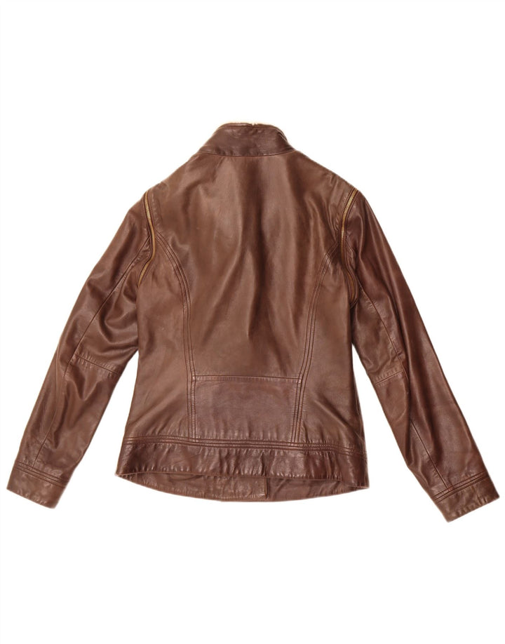 Jaqueta de couro feminina Ted Baker tamanho 2 pequena couro marrom