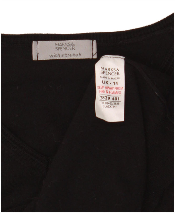 Suéter feminino Marks & Spencer com decote em V e gola V Reino Unido 14 médio preto