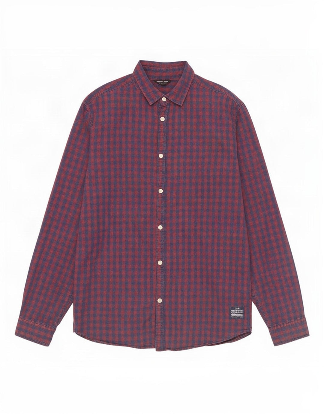 Camisa masculina Jack & Jones de algodão guingão vermelho médio