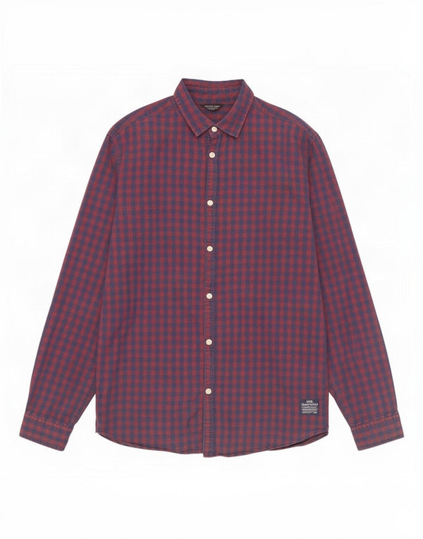 Jack & Jones Mens Shirt Medium Red Gingham Cotton