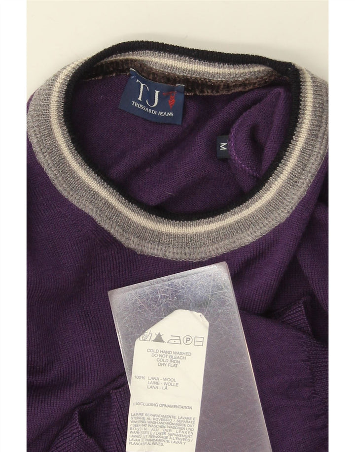 Suéter masculino TRUSSARDI JEANS com gola redonda de lã roxa média