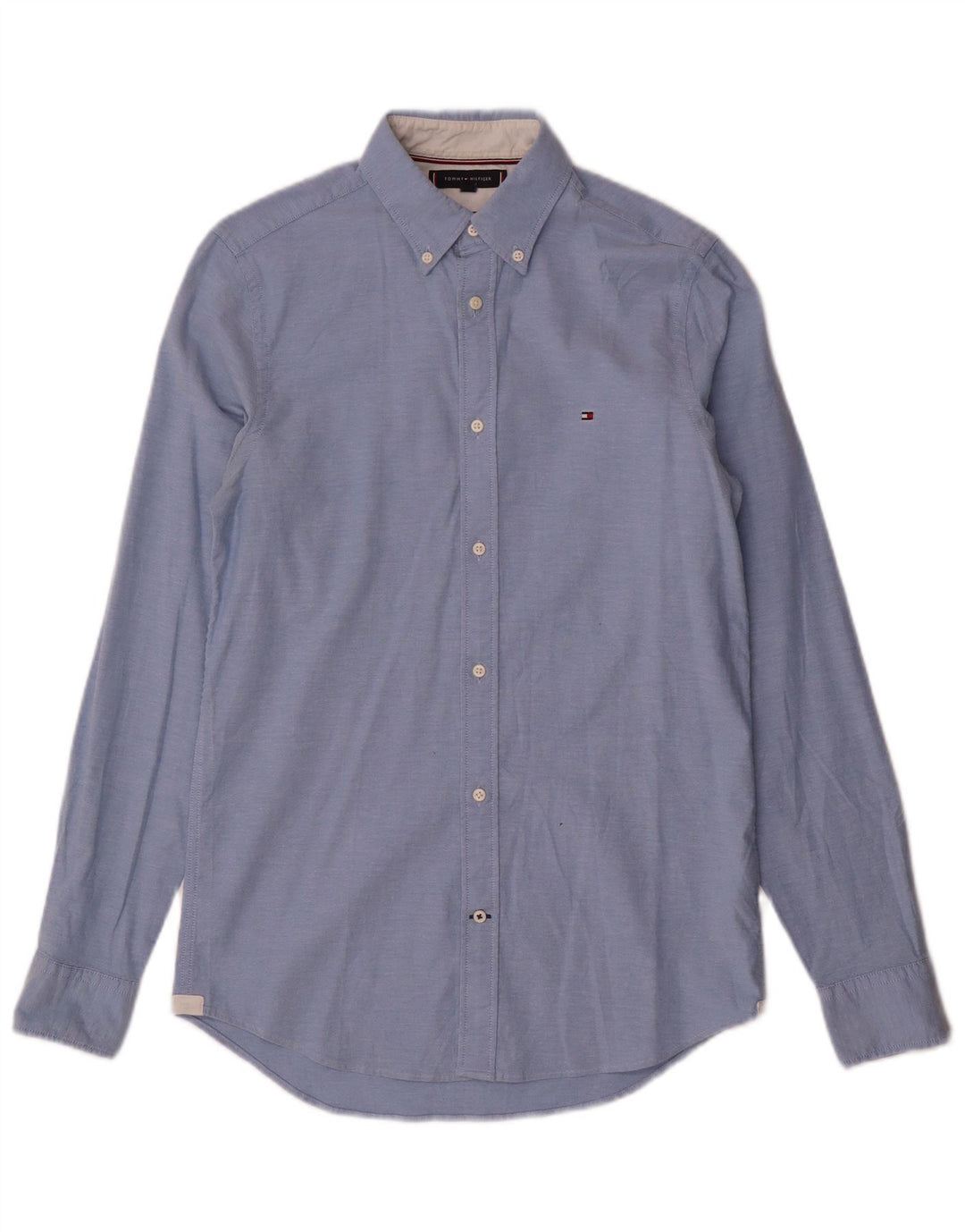 Camisa masculina Tommy Hilfiger Slim Fit pequena azul algodão
