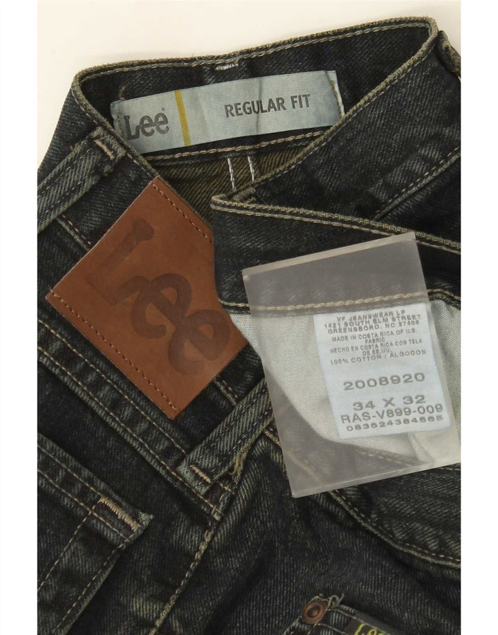 Lee Mens Regular Fit Straight Jeans W34 L32 Azul Marinho Algodão