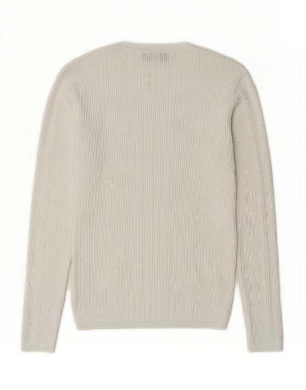 Suéter feminino Marks & Spencer com decote em V Reino Unido 10 viscose branca pequena