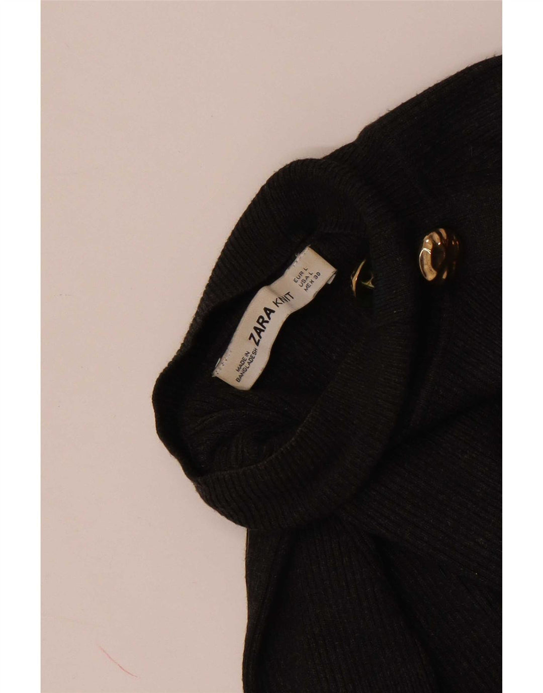 Zara Suéter feminino cropped com gola e botão Reino Unido 14 grande cinza