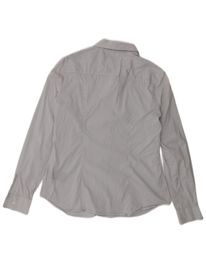 Camisa feminina G-Star UK 14 algodão listrado azul médio