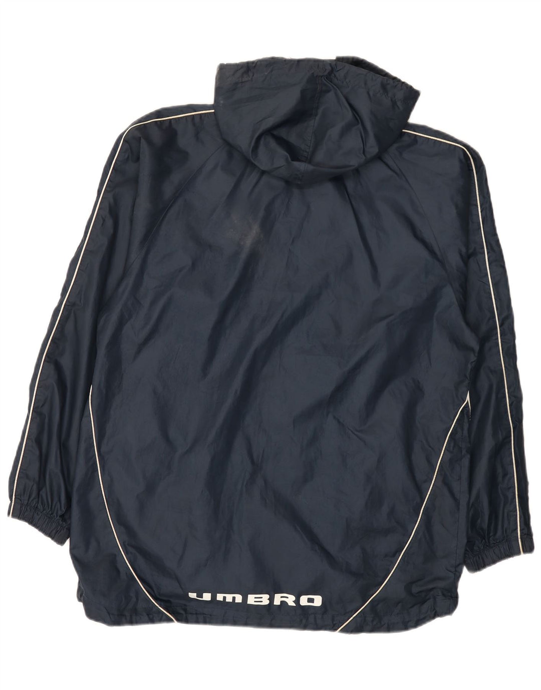 Jaqueta de chuva masculina com capuz gráfico Umbro Reino Unido 38 poliéster azul marinho médio