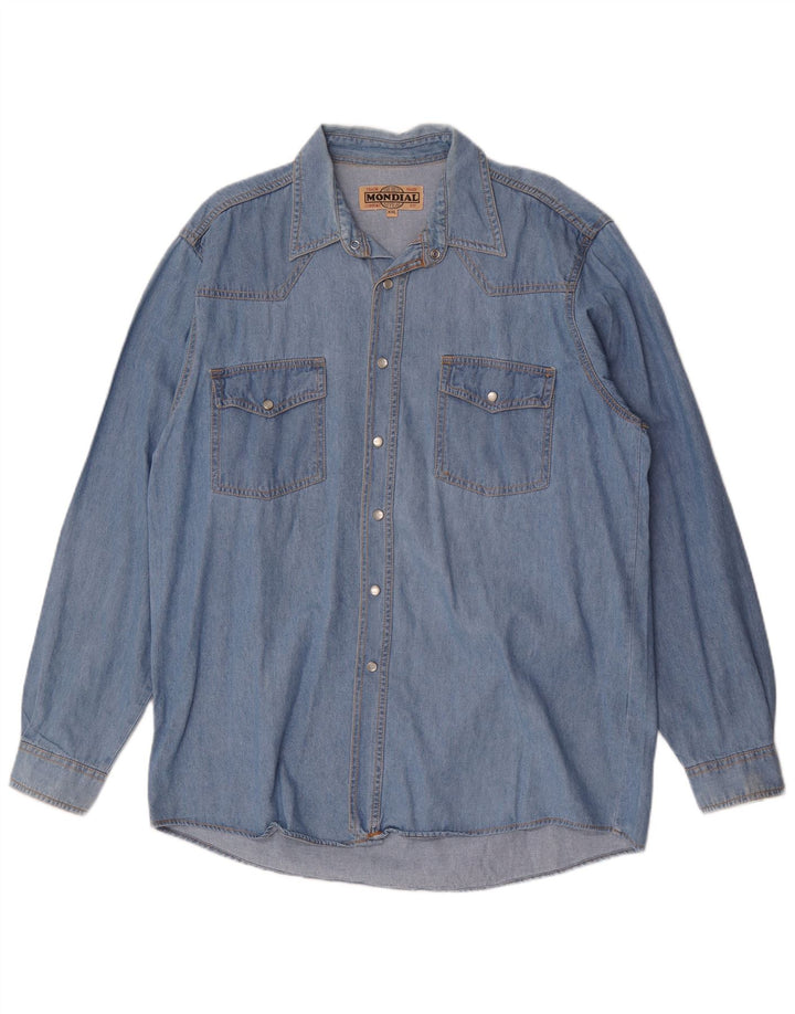 Camisa jeans masculina Mondial 2XL algodão azul