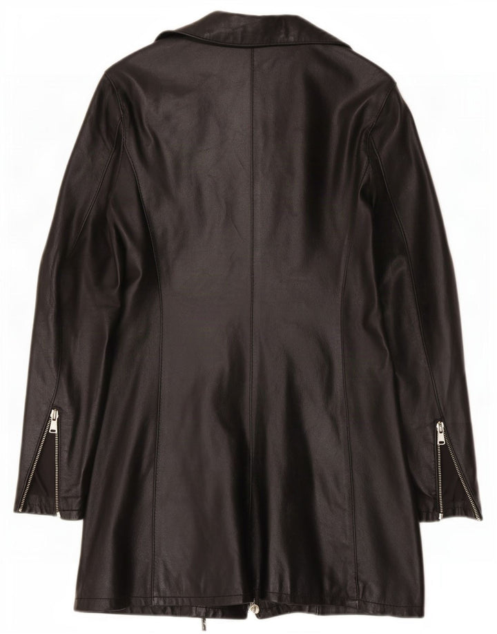 Casaco de couro feminino Sasch UK 12 médio preto