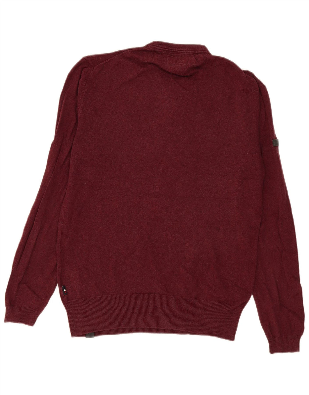 Suéter masculino Superdry com gola redonda e botão pequeno de algodão Borgonha