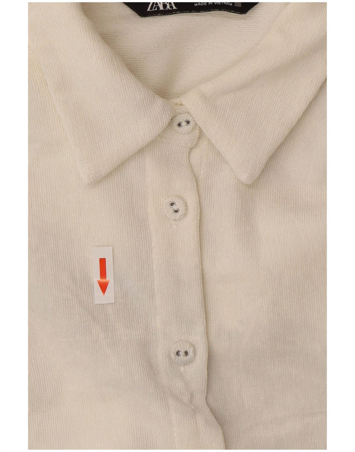 Zara Camisa Oversized Feminina UK 14 Médio Poliéster Branco