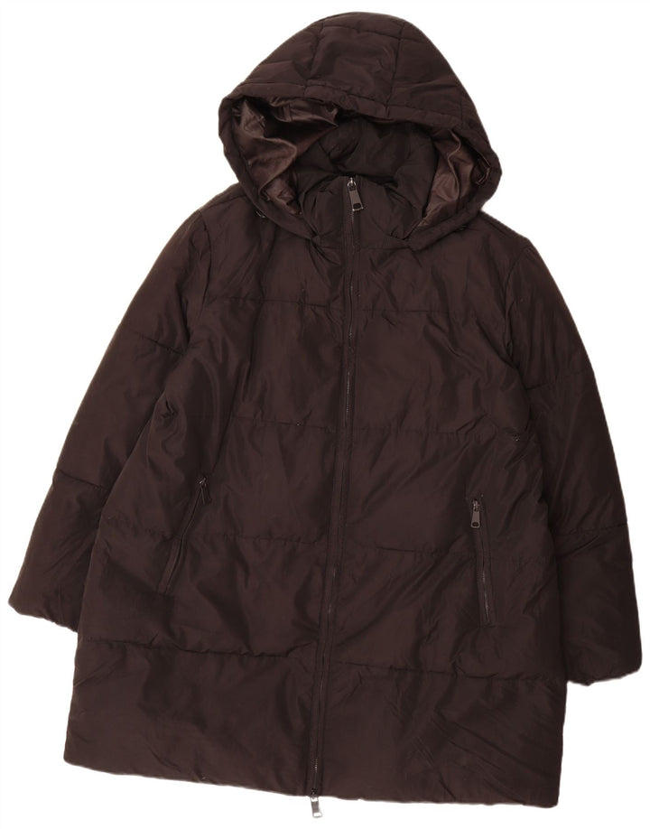 Zara Casaco masculino com capuz e acolchoado de grandes dimensões UK 14 Médio Preto Poliéster