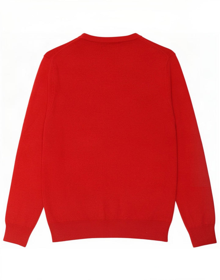 Suéter masculino Marks & Spencer com decote em V grande algodão vermelho
