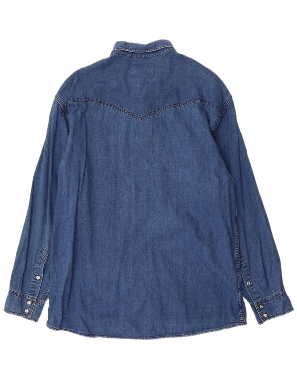 Camisa Wrangler masculina Western Denim XL azul algodão