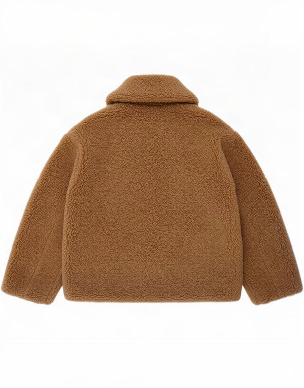 Zara Jaqueta Sherpa Feminina Oversized Reino Unido 6 XS Marrom Poliéster