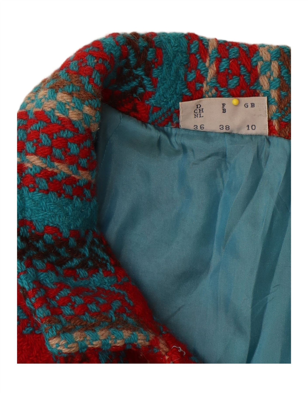 Casaco feminino oversized com peito duplo i Blues UK 10 pequeno vermelho xadrez lã