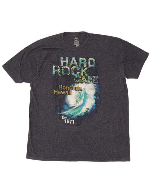 Camiseta masculina Hard Rock Cafe Honolulu com estampa gráfica Top XL azul marinho algodão