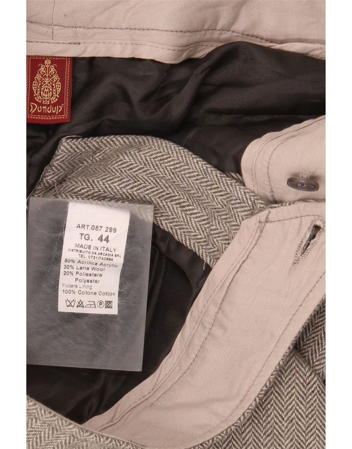 Dondup Calça feminina casual bootcut IT 44 médio W34 L32 espinha de peixe cinza