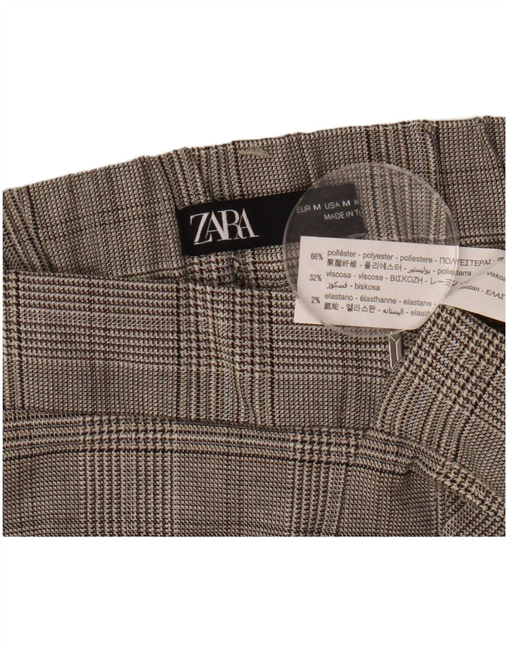 Zara Calça Chino Feminina Reta Médio W28 L26 Cinza Houndstooth
