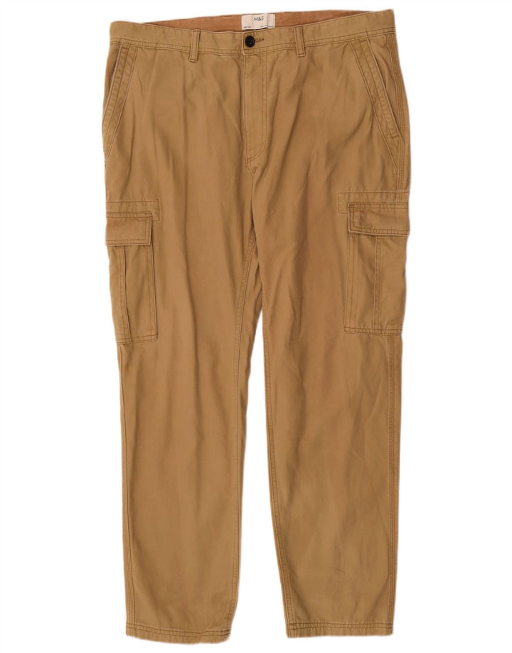 Calça cargo reta masculina Marks & Spencer W38 L31 algodão marrom