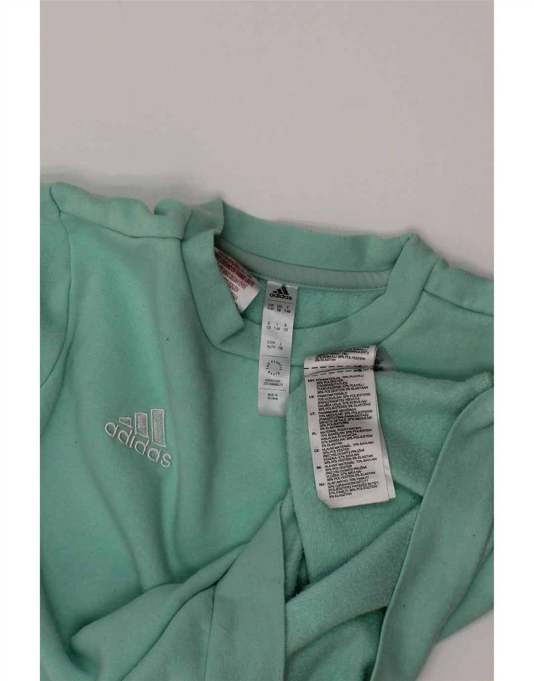 Adidas Meninos Suéter Jumper 7-8 Anos Verde Algodão