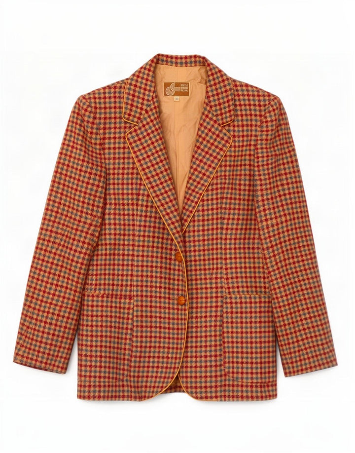 Jaqueta blazer feminina vintage com 2 botões IT 46 grande guingão multicolorido