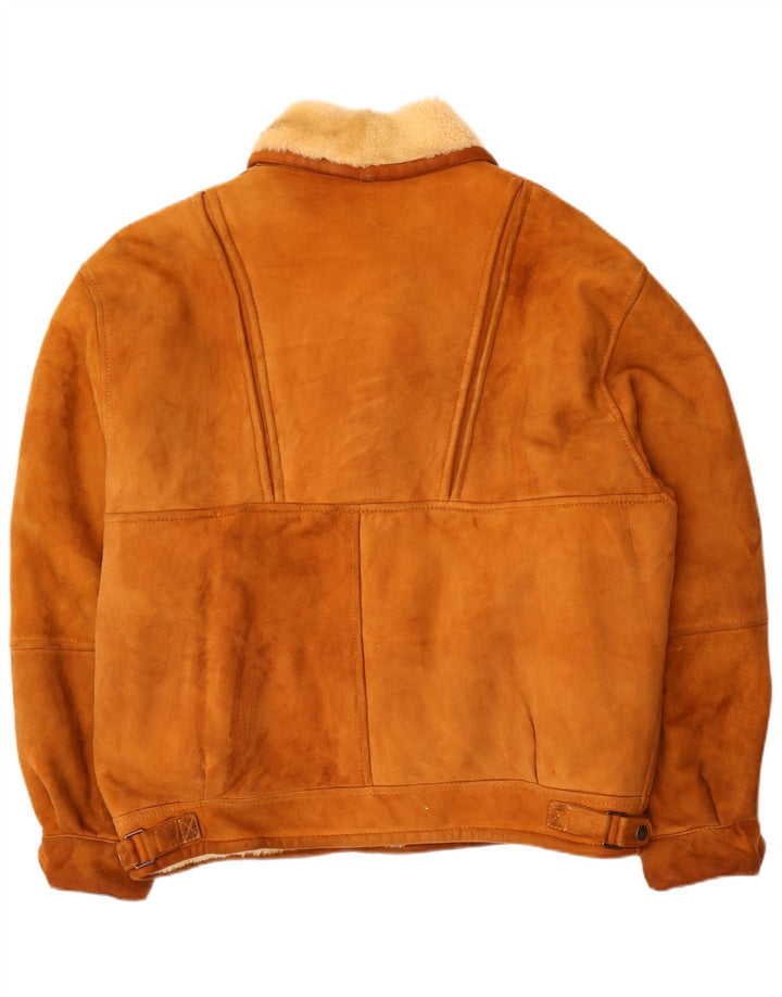 Jaqueta masculina vintage de shearling IT 54 2XL marrom shearling