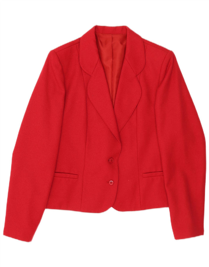 Jaqueta Blazer Feminina Vintage com 2 Botões UK 14 Poliéster Vermelho Médio