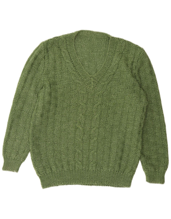Vintage Mens V-Neck Jumper Sweater 2XL Green
