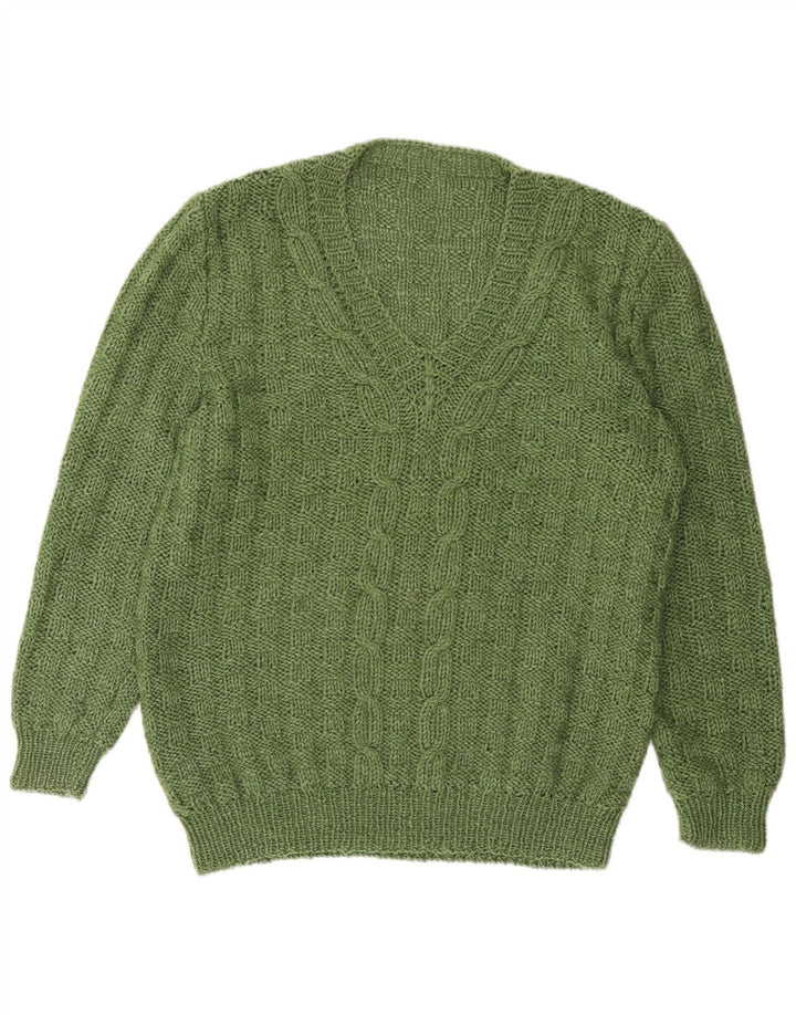 Suéter masculino vintage com decote em V 2XL verde