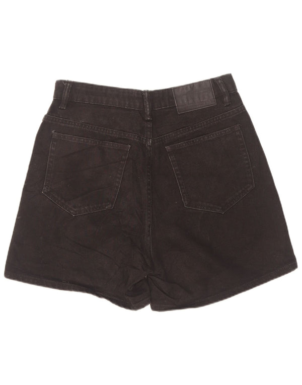Zara Shorts jeans feminino de cintura alta UE 38 pequeno W28 algodão preto