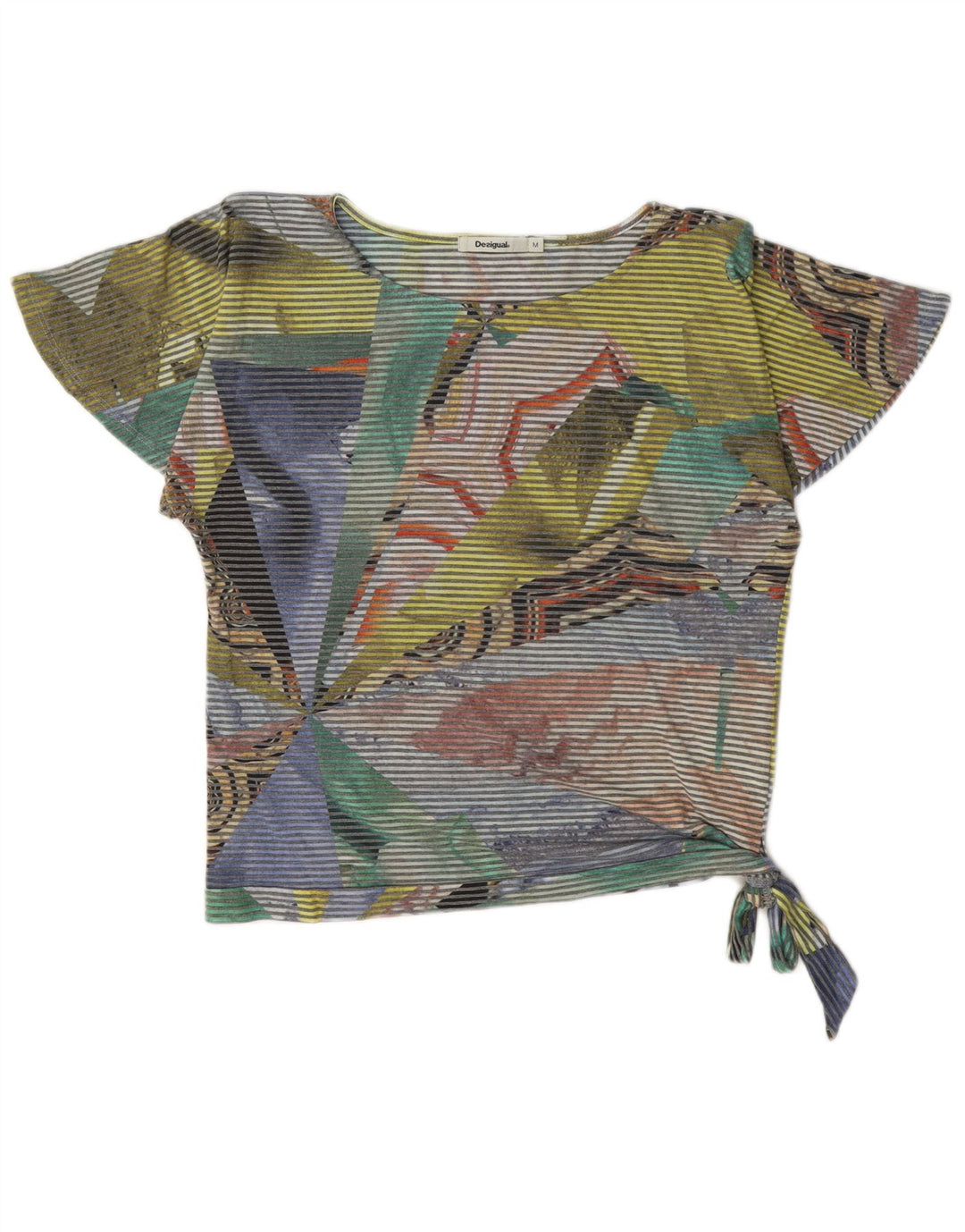 Blusa cropped feminina Desigual UK 14 média risca de giz multicolorida