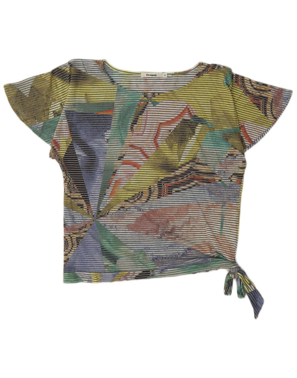 Blusa cropped feminina Desigual UK 14 média risca de giz multicolorida