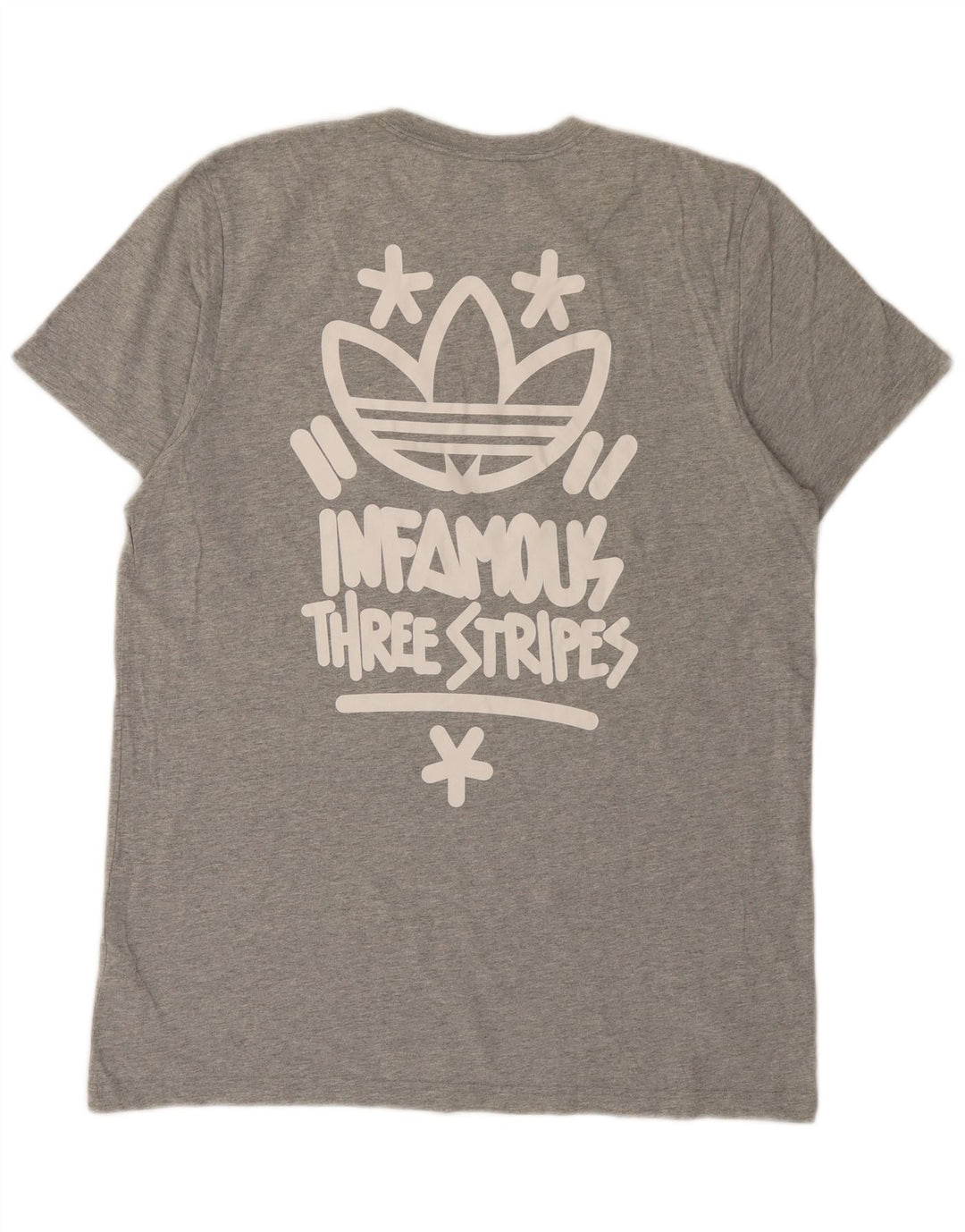 Camiseta masculina Adidas com três listras gráficas Top grande algodão manchado cinza