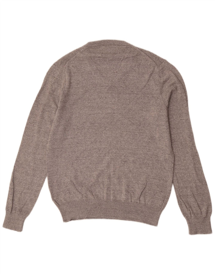 Suéter masculino Marks & Spencer com decote em V grande algodão cinza