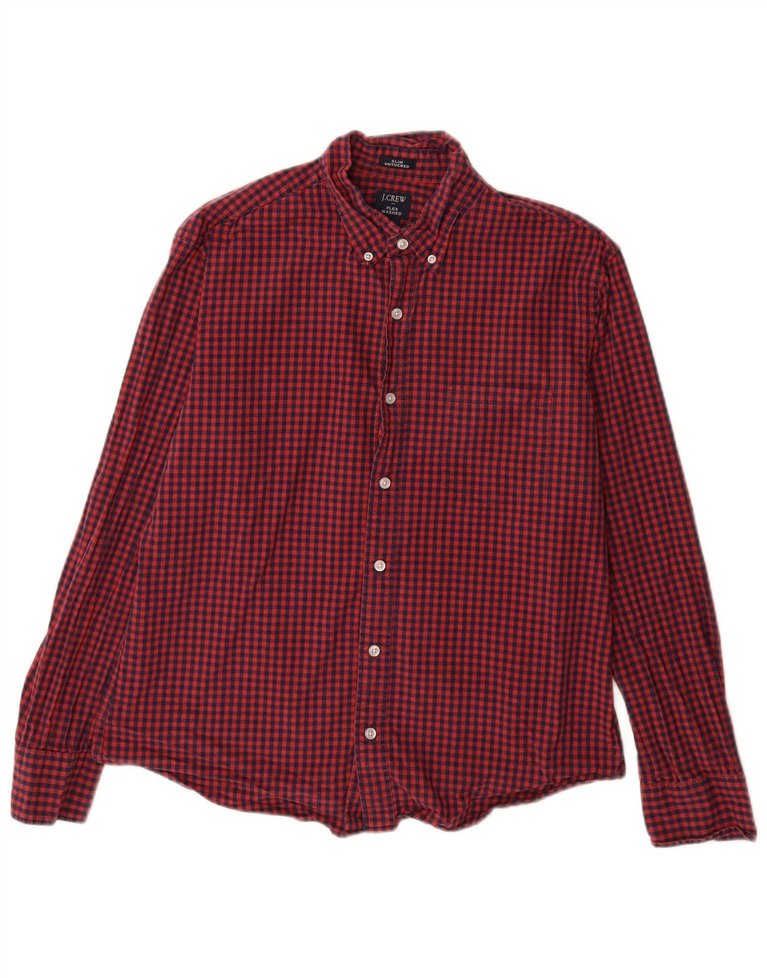 J. Crew Camisa masculina slim grande de algodão vermelho guingão